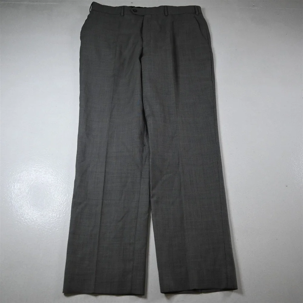 Jos A Bank 44L 38x34 Gray Sharkskin 100% Wool Mens‎ Jacket Pants Suit